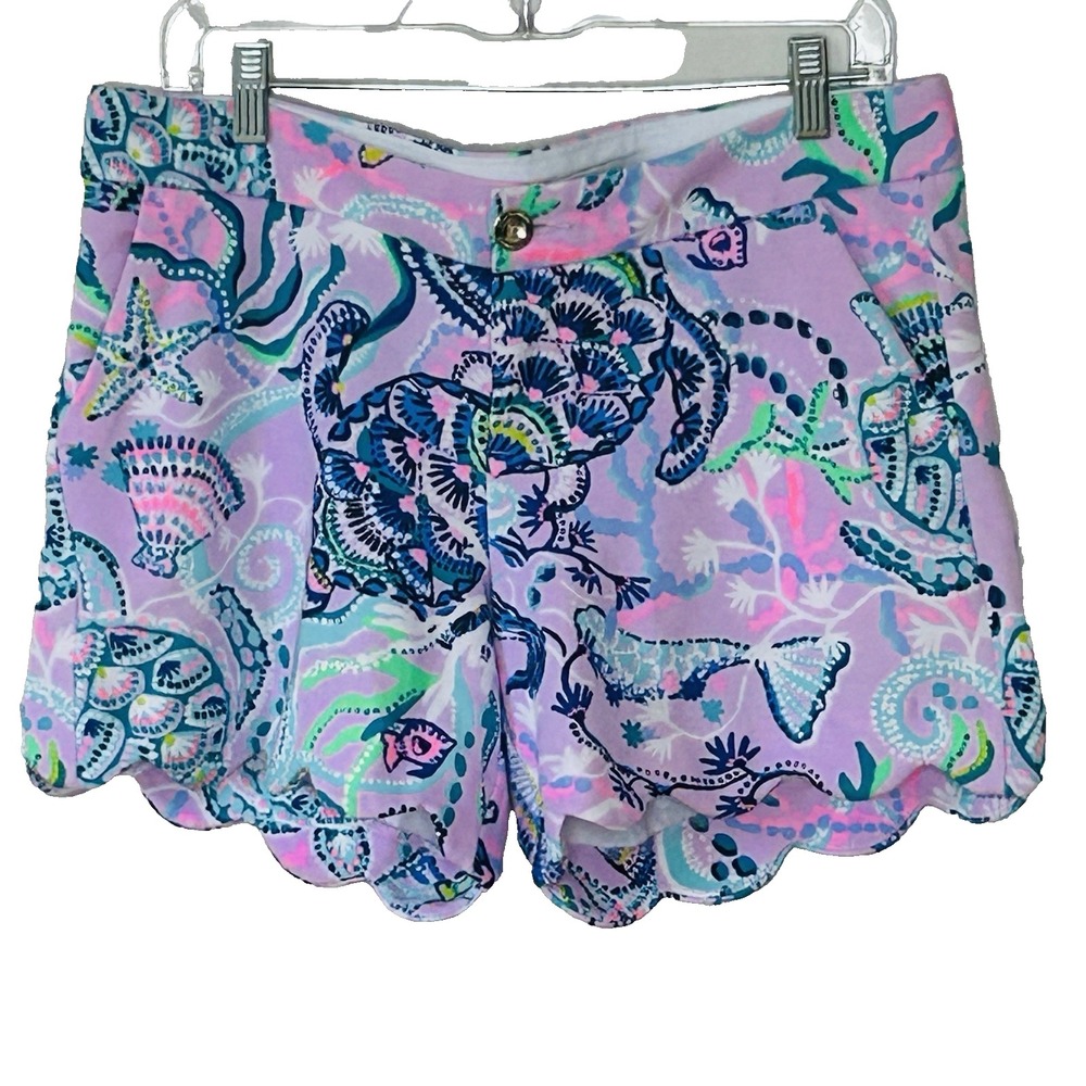 Lilly Pulitzer Buttercup Knit Shorts Lilac Freesia 6 Tropical Resort Vacation